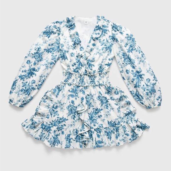 NWT Gap X LoveShackFancy Floral Mini Dress in Blue Floral - Picture 1 of 4